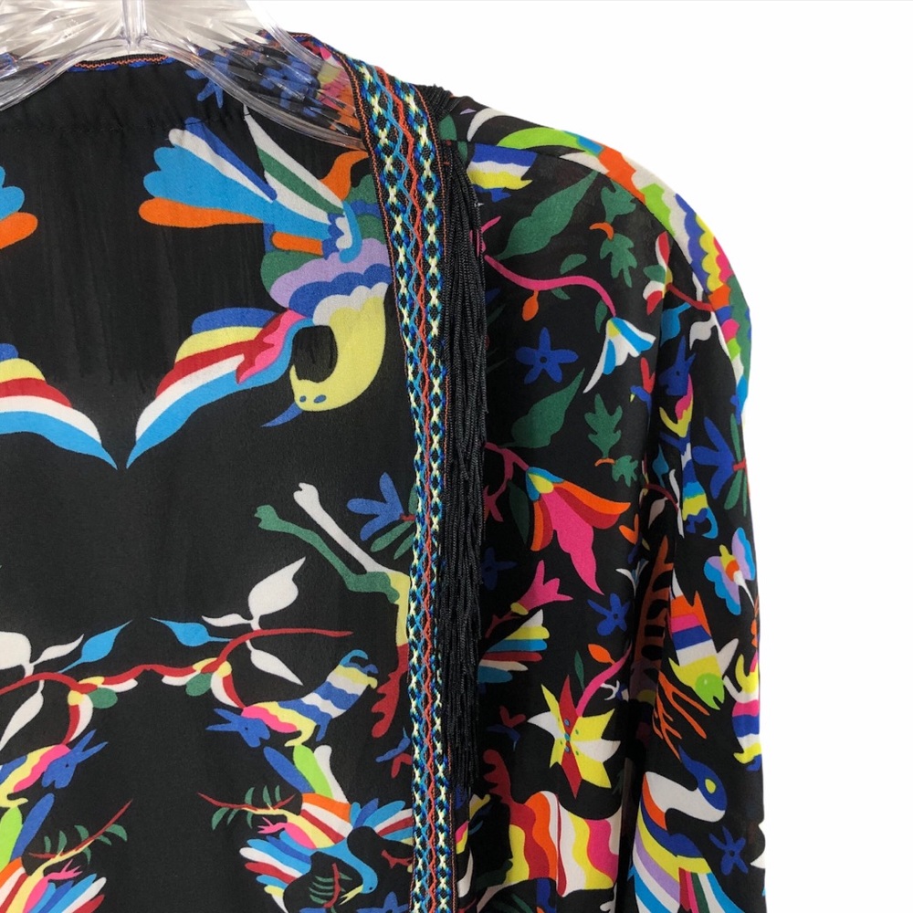 Colorful Floral-Print Women's Blouse - Black Multicolor